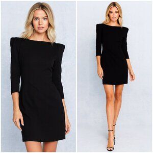 Revolve Blaque Label Statement Square Shoulders Black Dress LBD size Large